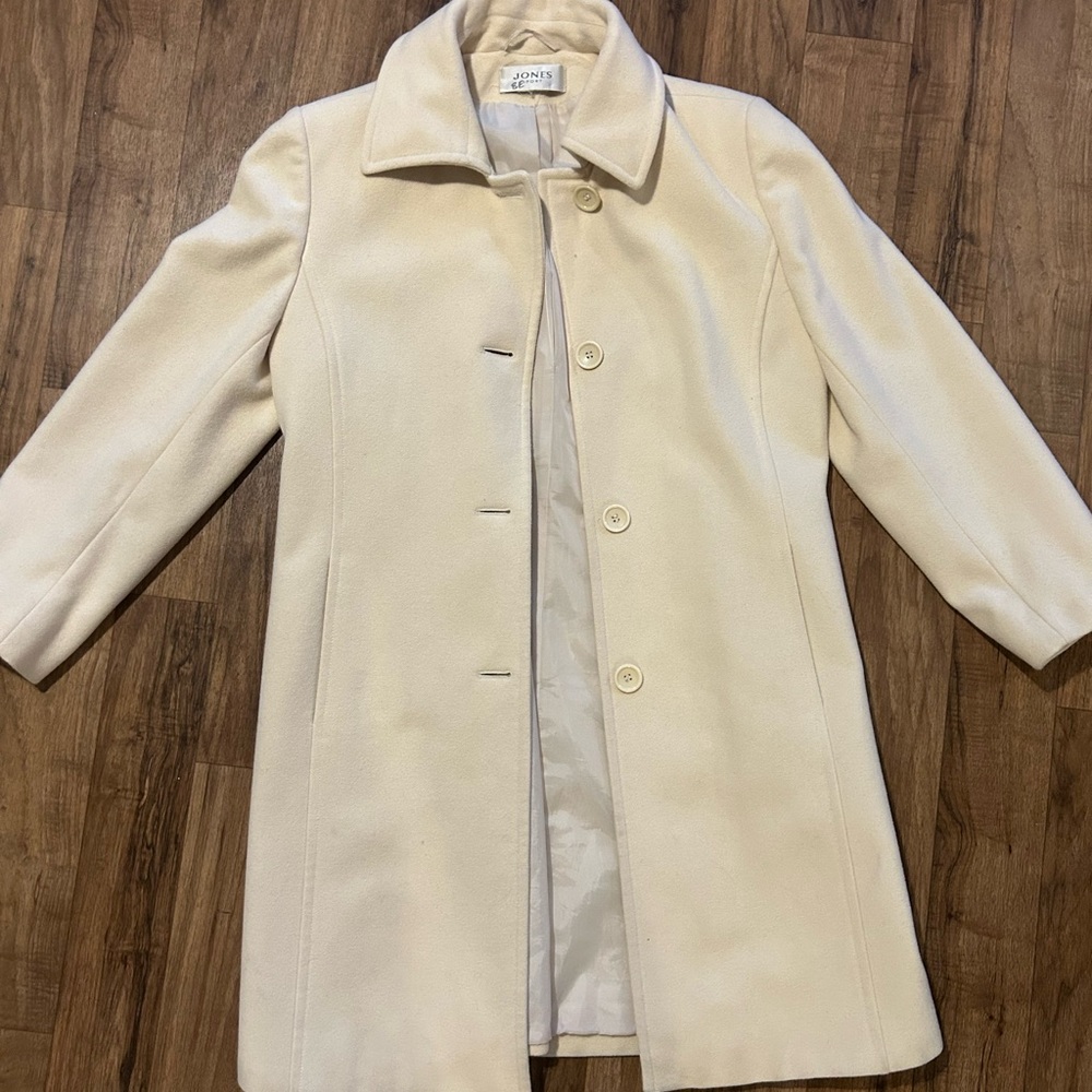 Cream Wool + Cashmere Button Up Coat